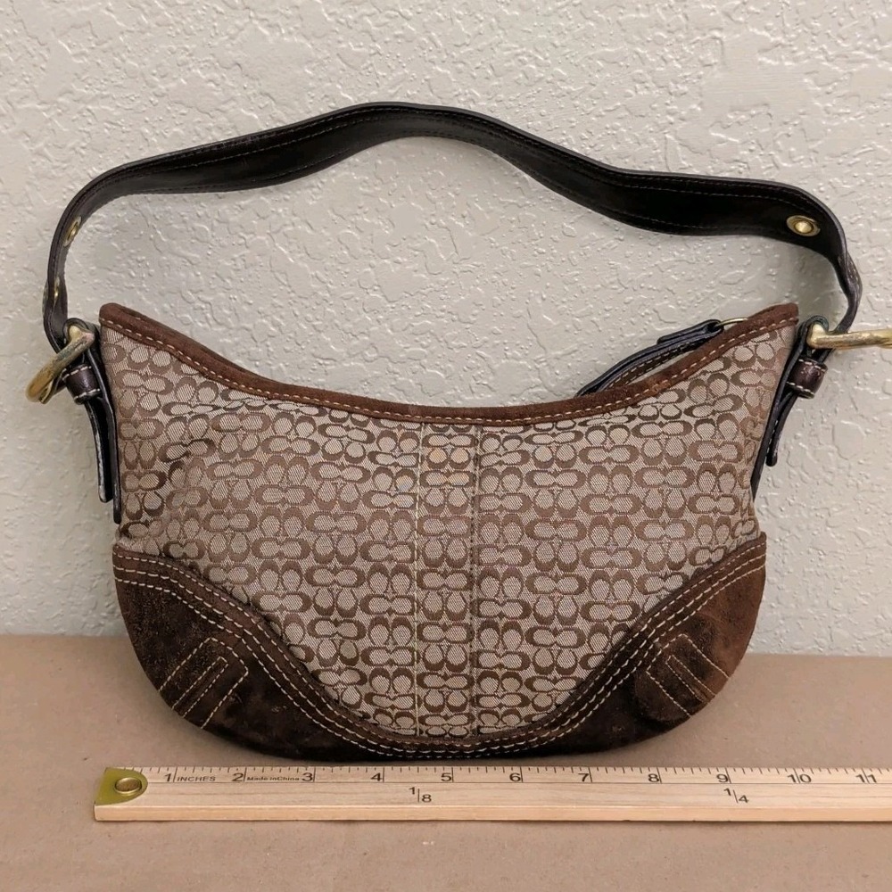 Vintage Coach Signature Soho Mini Hobo Shoulder Bag Jacquard And Suede 2154 Y2K - Picture 5 of 9